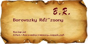 Borovszky Rázsony névjegykártya
